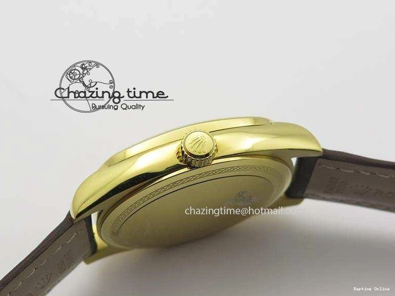 0406 Cellini Date YG White Numeral Dial On Brown Leather Strap A Affordable 3883